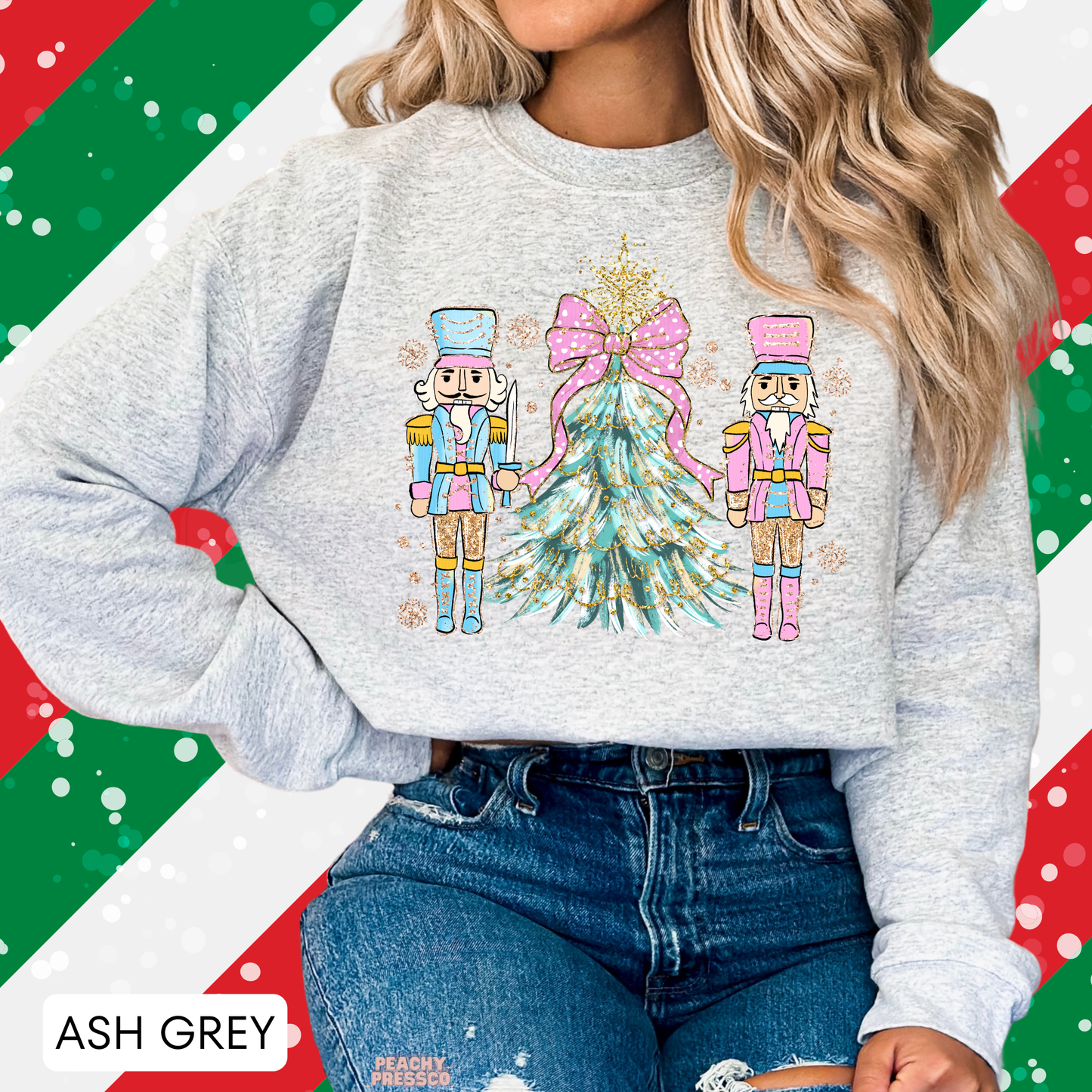 Nutcracker Christmas Tree Shirt – Cute Pastel Holiday Sweatshirt | Festive Apparel