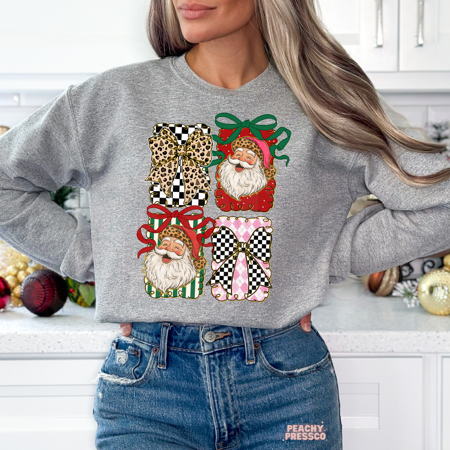 Festive Santa Gift Box Sweatshirt – Cute Christmas Graphic Holiday Apparel