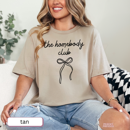 Homebody Club Sweatshirt | Cute Minimalist Bow, Cozy Crewneck Apparel