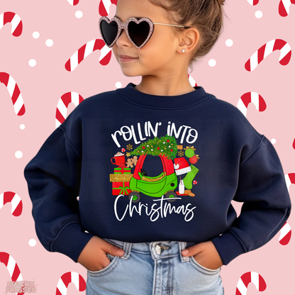 Rollin Into Christmas Kids Shirt – Cute Holiday Apparel