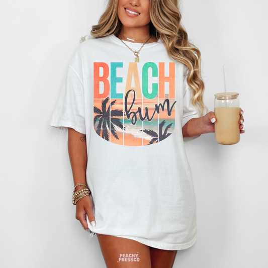 Beach Bum Retro Beach Graphic Shirt | Coastal Summer Vacation Tee, Comfort Colors