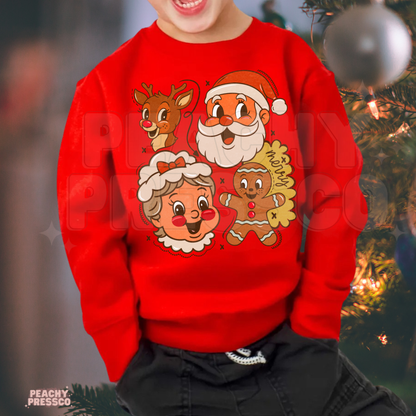 Santa & Friends Christmas Kids Sweatshirt – Cute Holiday Characters Apparel