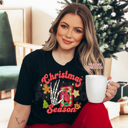 Christmas Season Skeleton Sweatshirt – Spooky Holiday ON/OFF Switch Design Apparel