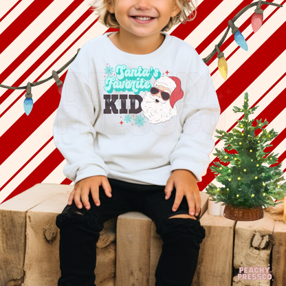 Santa’s Favorite Kid (Blue) Christmas Sweatshirt – Cute Holiday Apparel