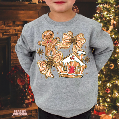 Gingerbread Christmas Kids Sweatshirt – Sweet Holiday Cookie Apparel