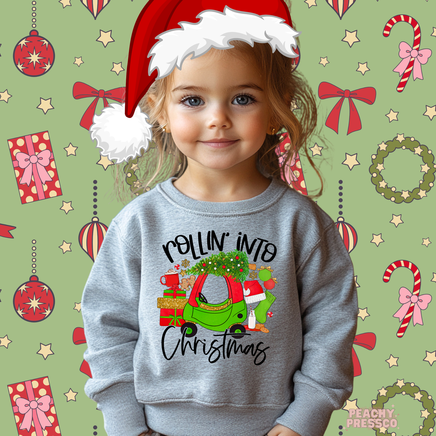 Rollin Into Christmas Kids Shirt – Cute Holiday Apparel