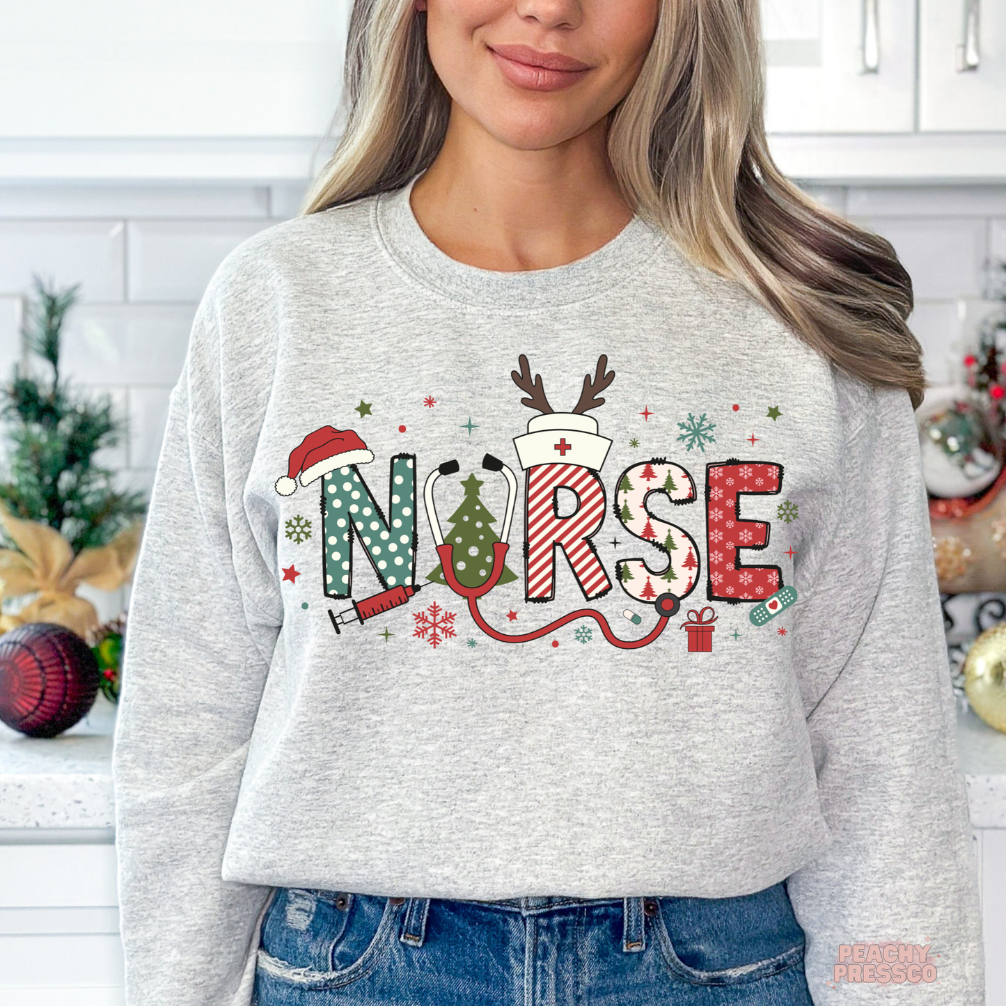 Christmas Nurse Shirt – Festive Holiday Sweatshirt for Healthcare Workers, Apparel