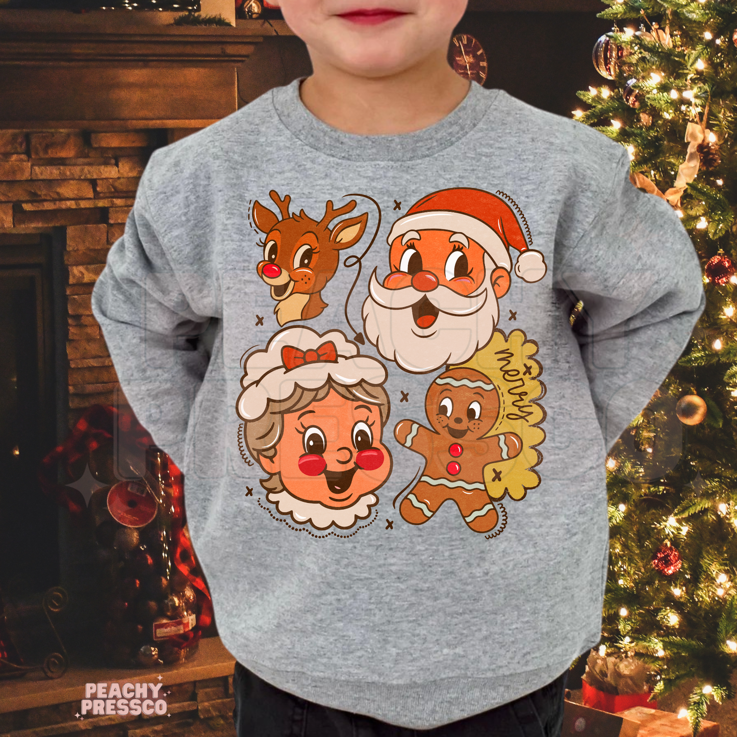 Santa & Friends Christmas Kids Sweatshirt – Cute Holiday Characters Apparel