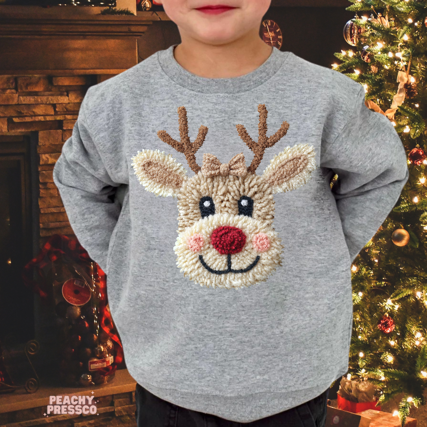 Reindeer Christmas Kids Sweatshirt – Cute Holiday Deer Design Apparel