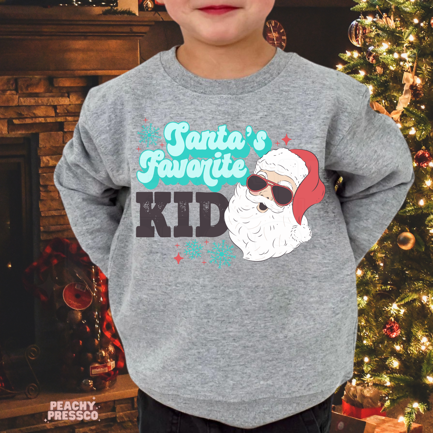 Santa’s Favorite Kid (Blue) Christmas Sweatshirt – Cute Holiday Apparel