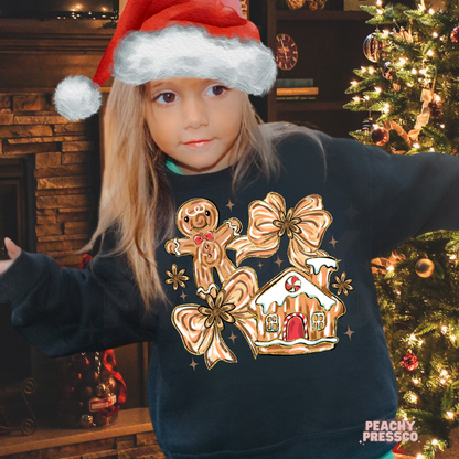 Gingerbread Christmas Kids Sweatshirt – Sweet Holiday Cookie Apparel