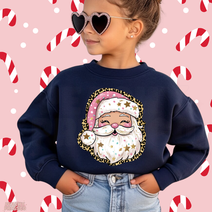 Cute Pink Santa Christmas Sweatshirt – Festive Holiday Kids Apparel