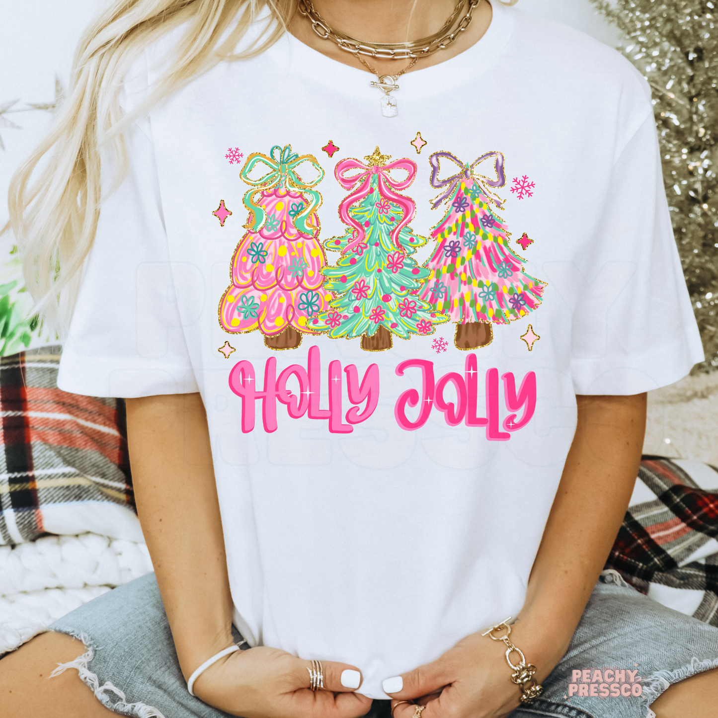 Holly Jolly Christmas Trees Sweatshirt, Christmas Apparel