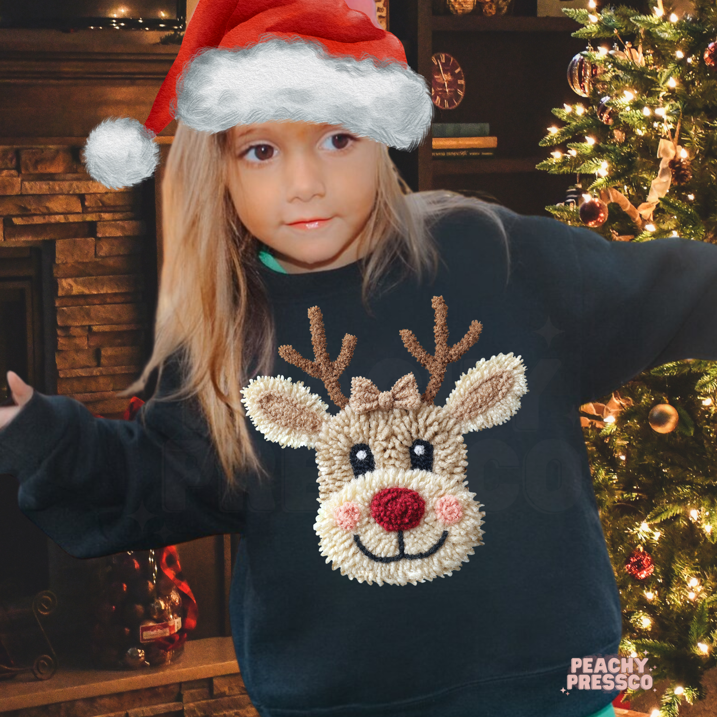 Reindeer Christmas Kids Sweatshirt – Cute Holiday Deer Design Apparel