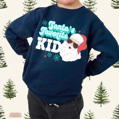 Santa’s Favorite Kid (Blue) Christmas Sweatshirt – Cute Holiday Apparel
