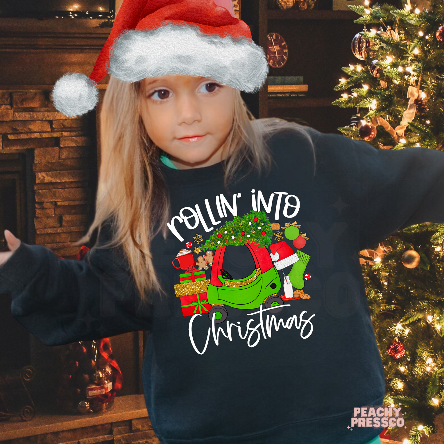 Rollin Into Christmas Kids Shirt – Cute Holiday Apparel