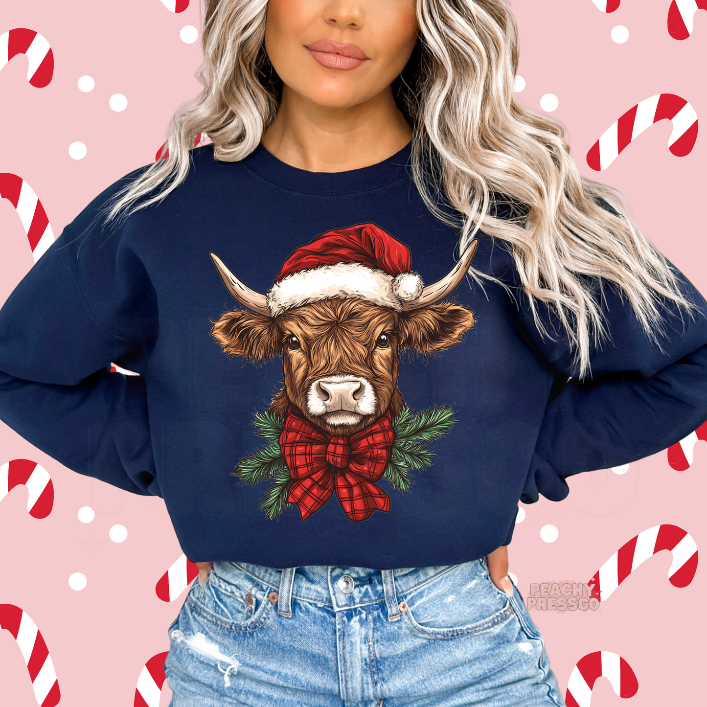 Highland Cow Christmas Sweatshirt – Festive Western Vibes Apparel