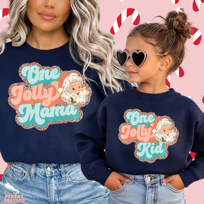One Jolly Mama & One Jolly Kid Matching Christmas Sweatshirts | Holiday Mom and Child, Apparel