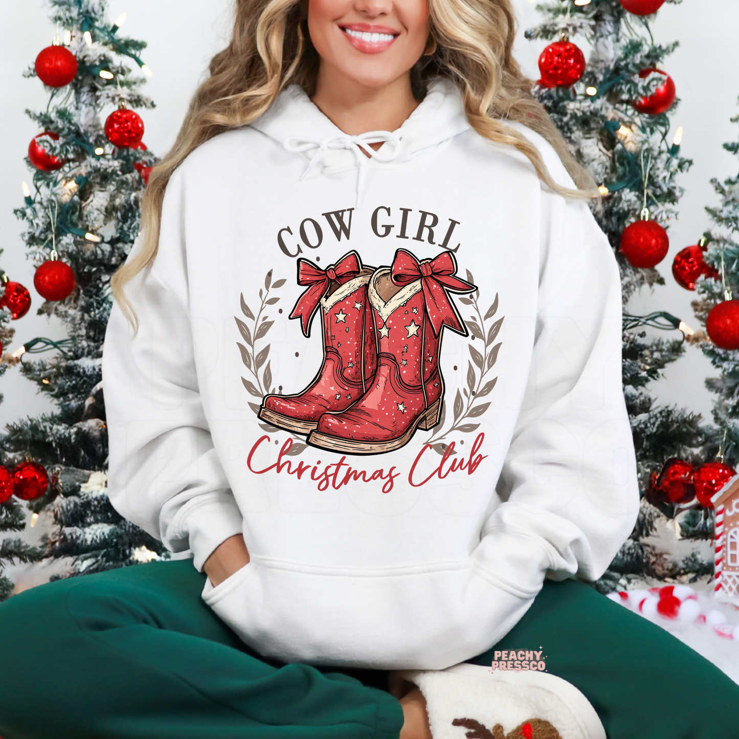 Cow Girl Christmas Club Sweatshirt - Festive Western Apparel