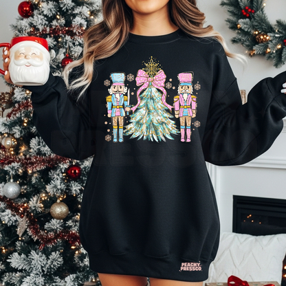 Nutcracker Christmas Tree Shirt – Cute Pastel Holiday Sweatshirt | Festive Apparel