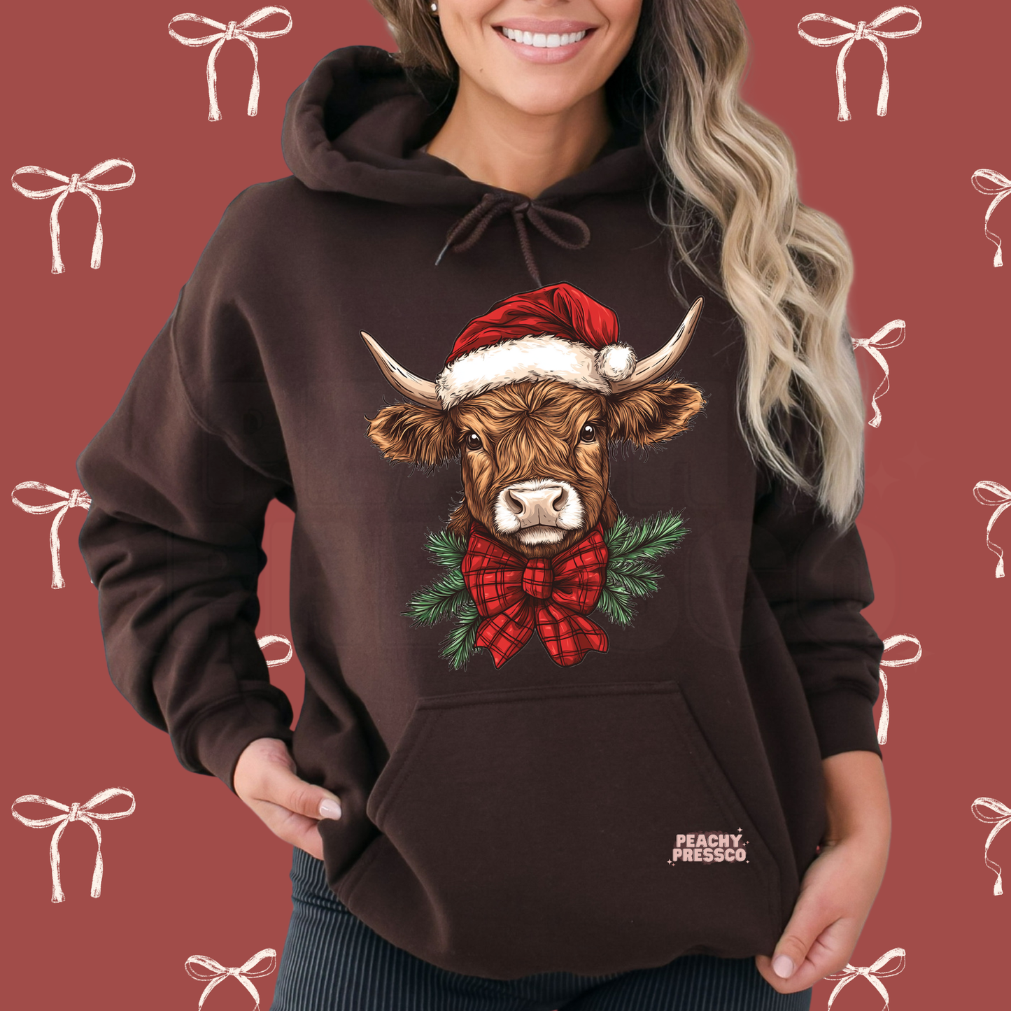 Highland Cow Christmas Sweatshirt – Festive Western Vibes Apparel