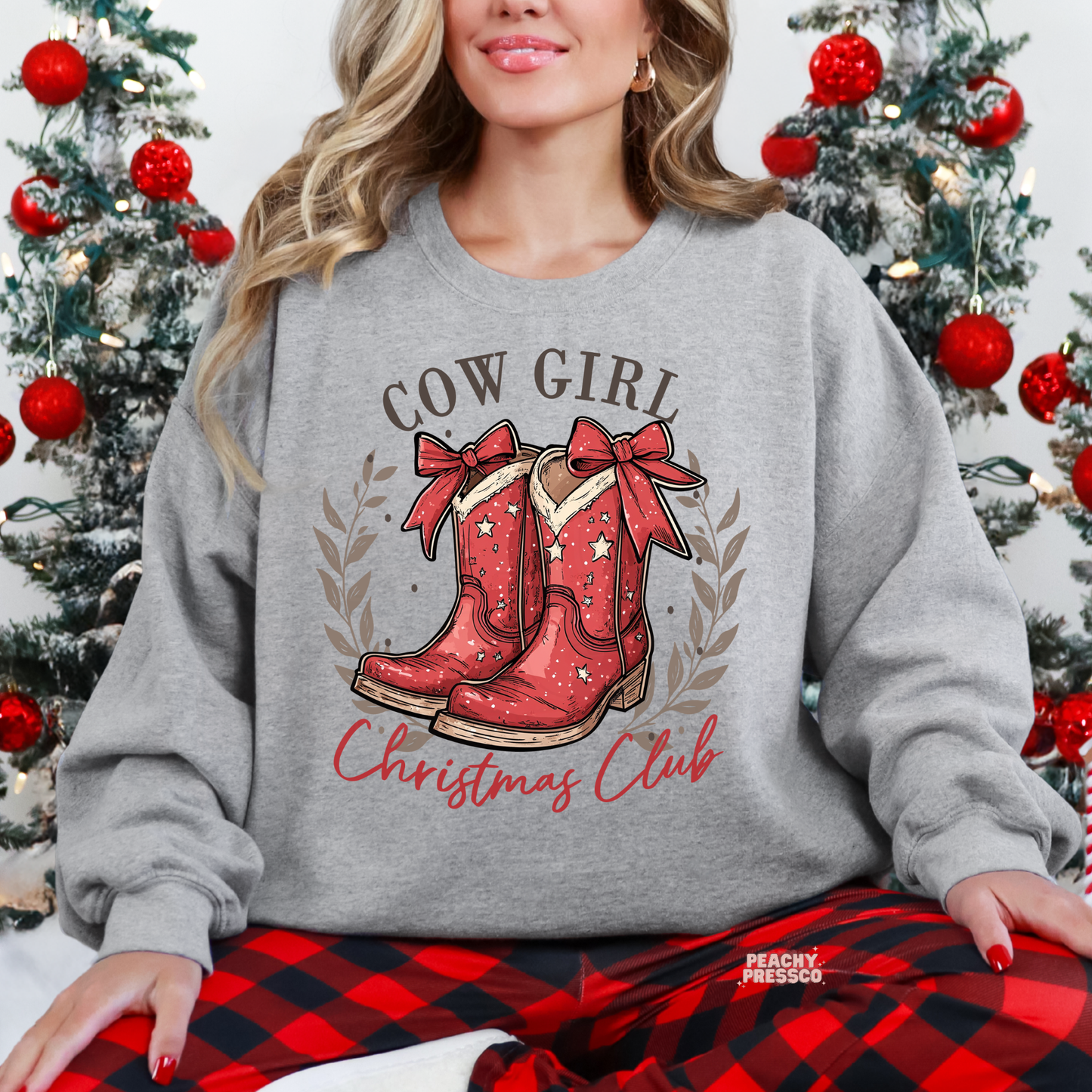 Cow Girl Christmas Club Sweatshirt - Festive Western Apparel