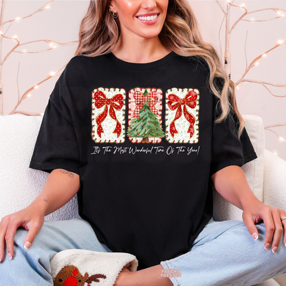 Christmas Tree & Bows Sweatshirt – Cozy Holiday Sweater With Festive Graphic Apparel