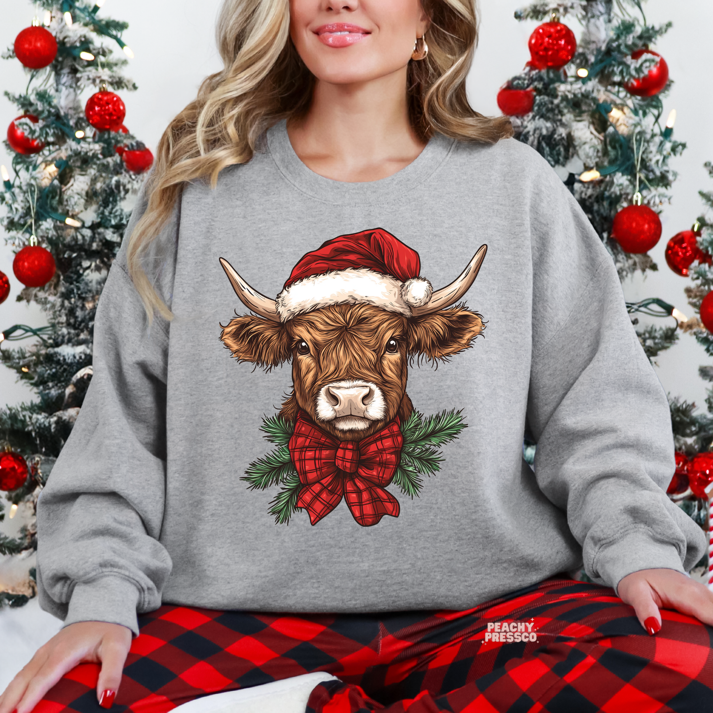 Highland Cow Christmas Sweatshirt – Festive Western Vibes Apparel