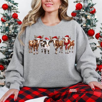 Christmas Cow Squad Sweatshirt – Festive Farm Holiday Apparel