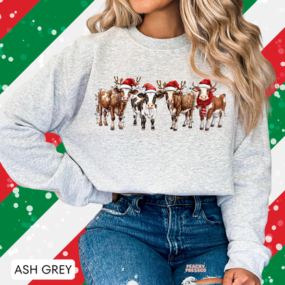 Christmas Cow Squad Sweatshirt – Festive Farm Holiday Apparel