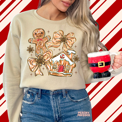 Gingerbread Christmas Sweatshirt – Sweet Holiday Cookie Vibes Apparel