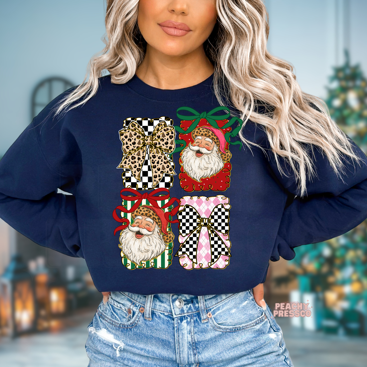 Festive Santa Gift Box Sweatshirt – Cute Christmas Graphic Holiday Apparel