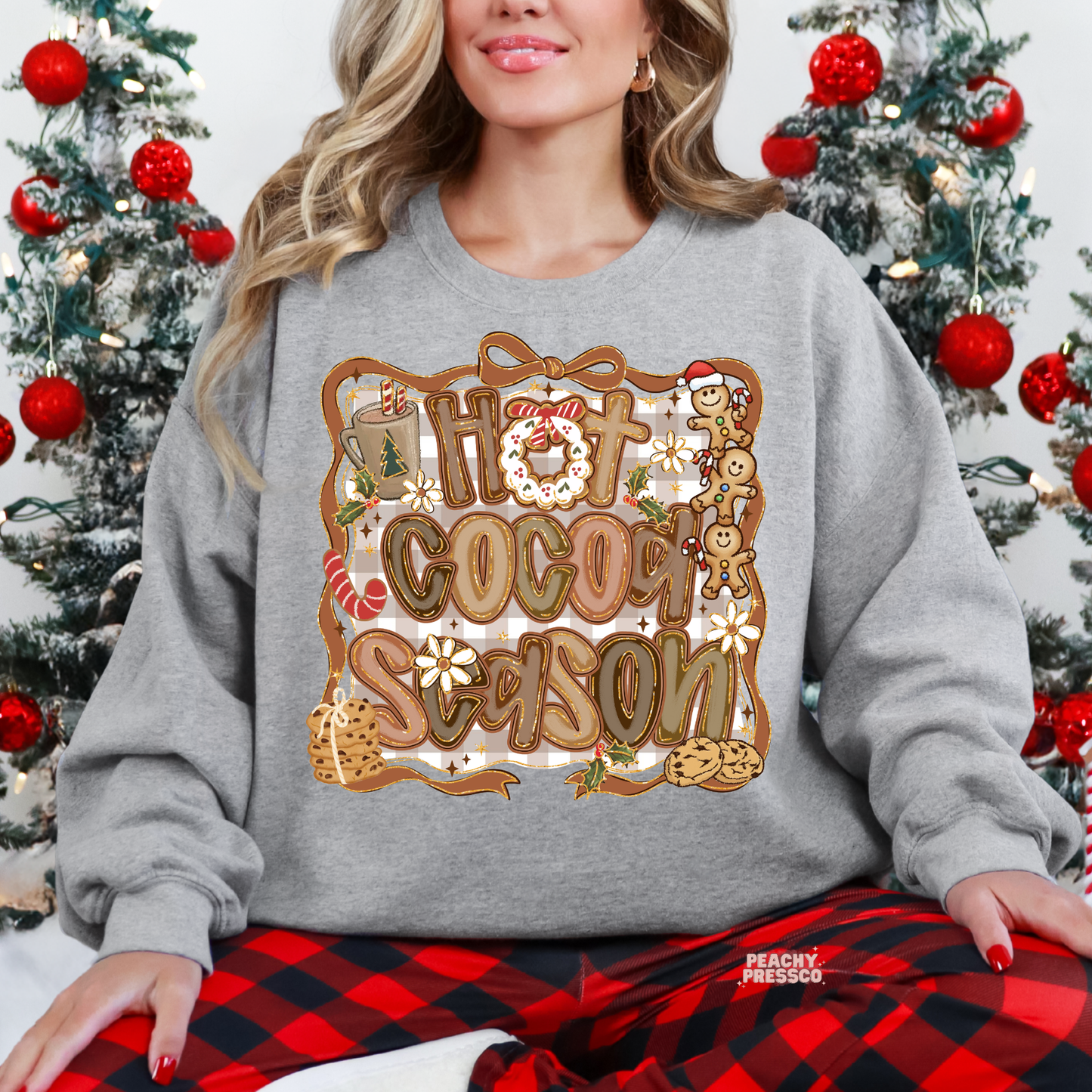Hot Cocoa Season Sweatshirt – Cozy Christmas Gingerbread Vibes Apparel