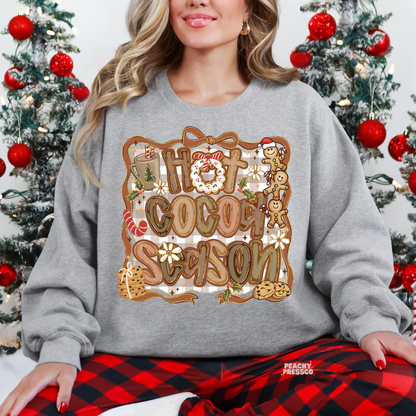 Hot Cocoa Season Sweatshirt – Cozy Christmas Gingerbread Vibes Apparel
