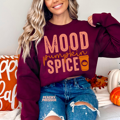 Pumpkin Spiced Mood Sweatshirt, Fall Coffee Lover, Cute Autumn Apparel