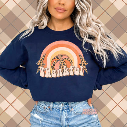 Retro Thankful Rainbow Pumpkin Sweatshirt – Fall Cozy Vibes Apparel