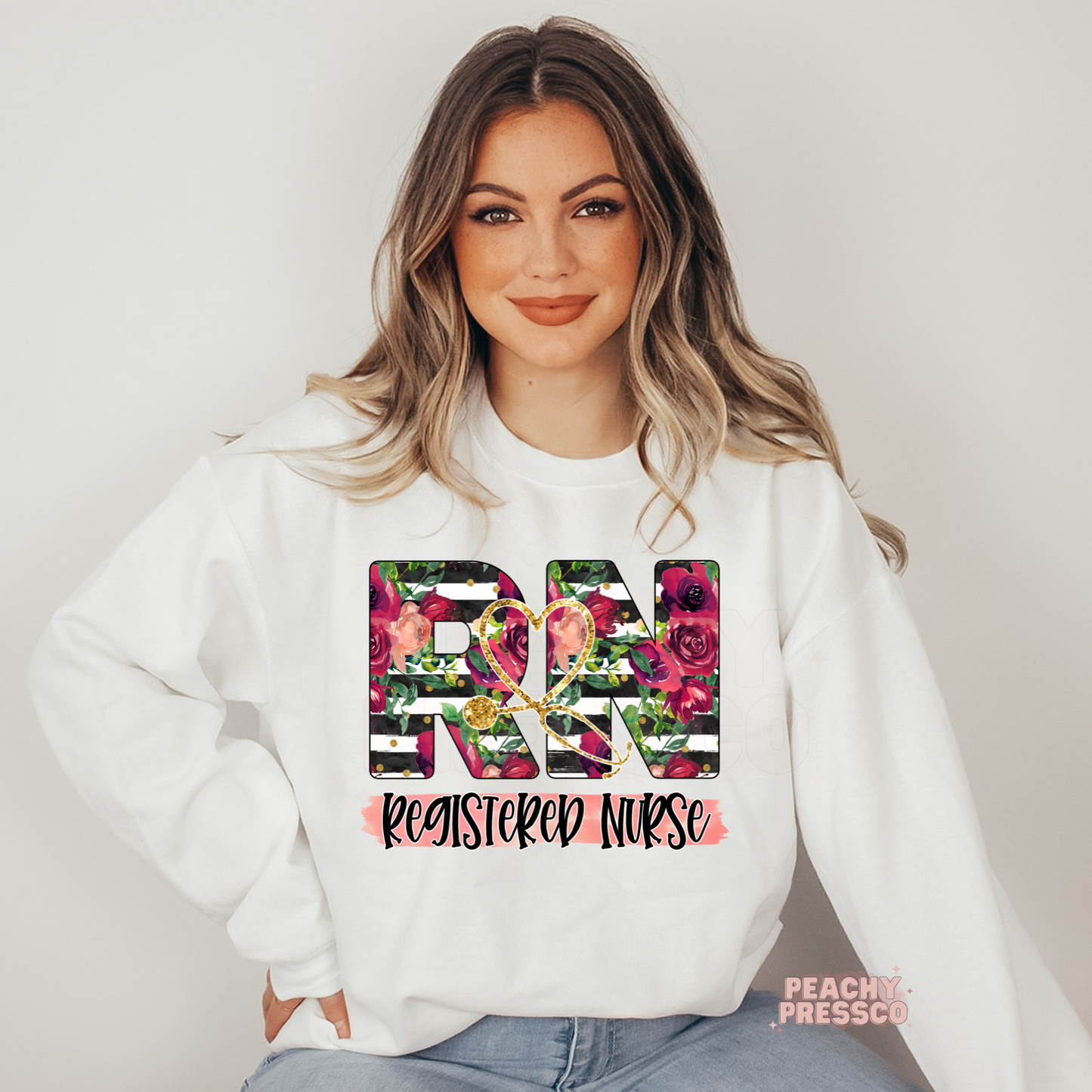 Floral Registered Nurse, RN - Crewneck, Apparel