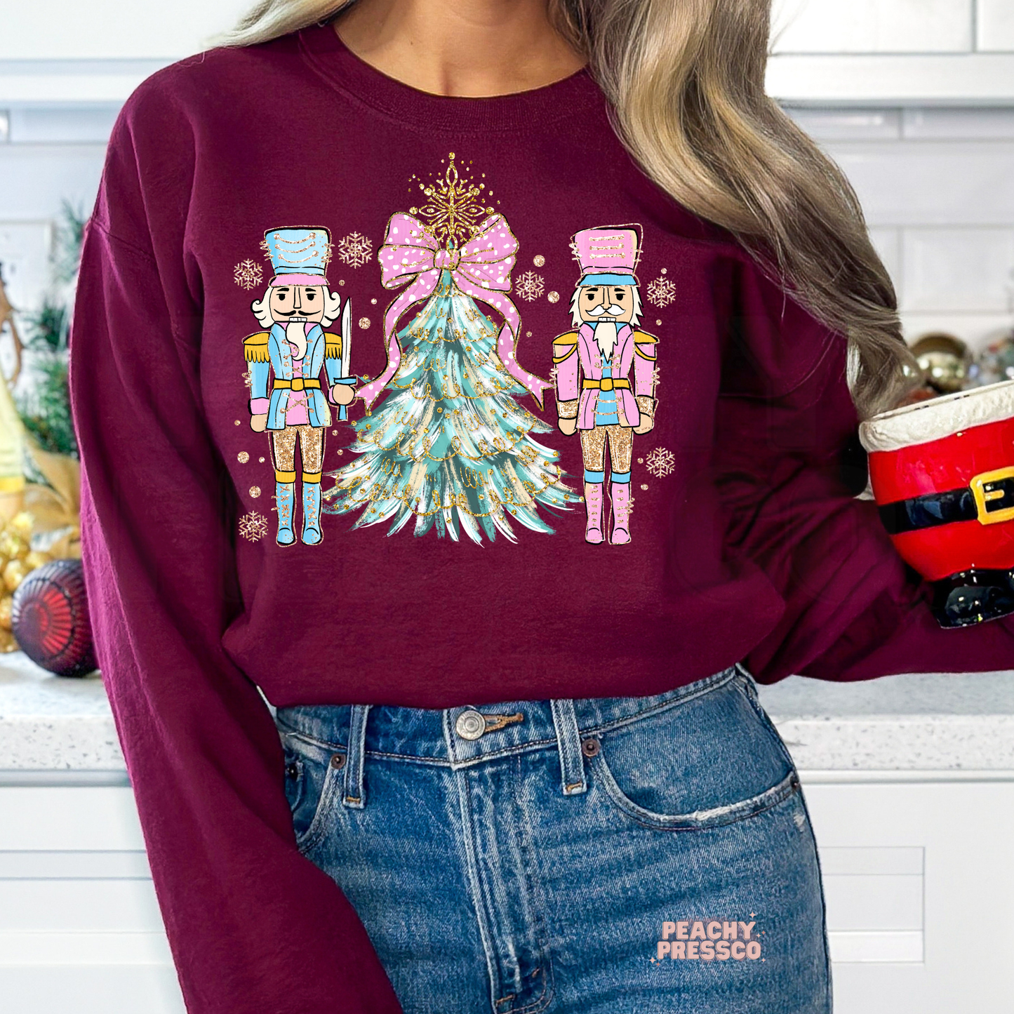 Nutcracker Christmas Tree Shirt – Cute Pastel Holiday Sweatshirt | Festive Apparel