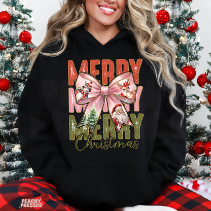 Merry Christmas Bow Sweatshirt | Cute Festive Holiday Apparel