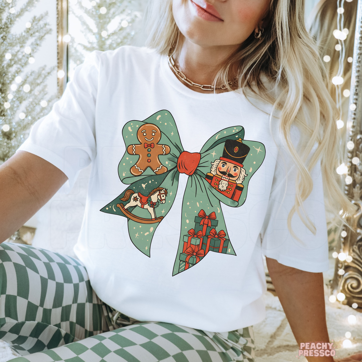 Nutcracker, Gingerbread Christmas Bow Shirt | Festive Holiday Apparel