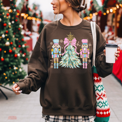 Nutcracker Christmas Tree Shirt – Cute Pastel Holiday Sweatshirt | Festive Apparel