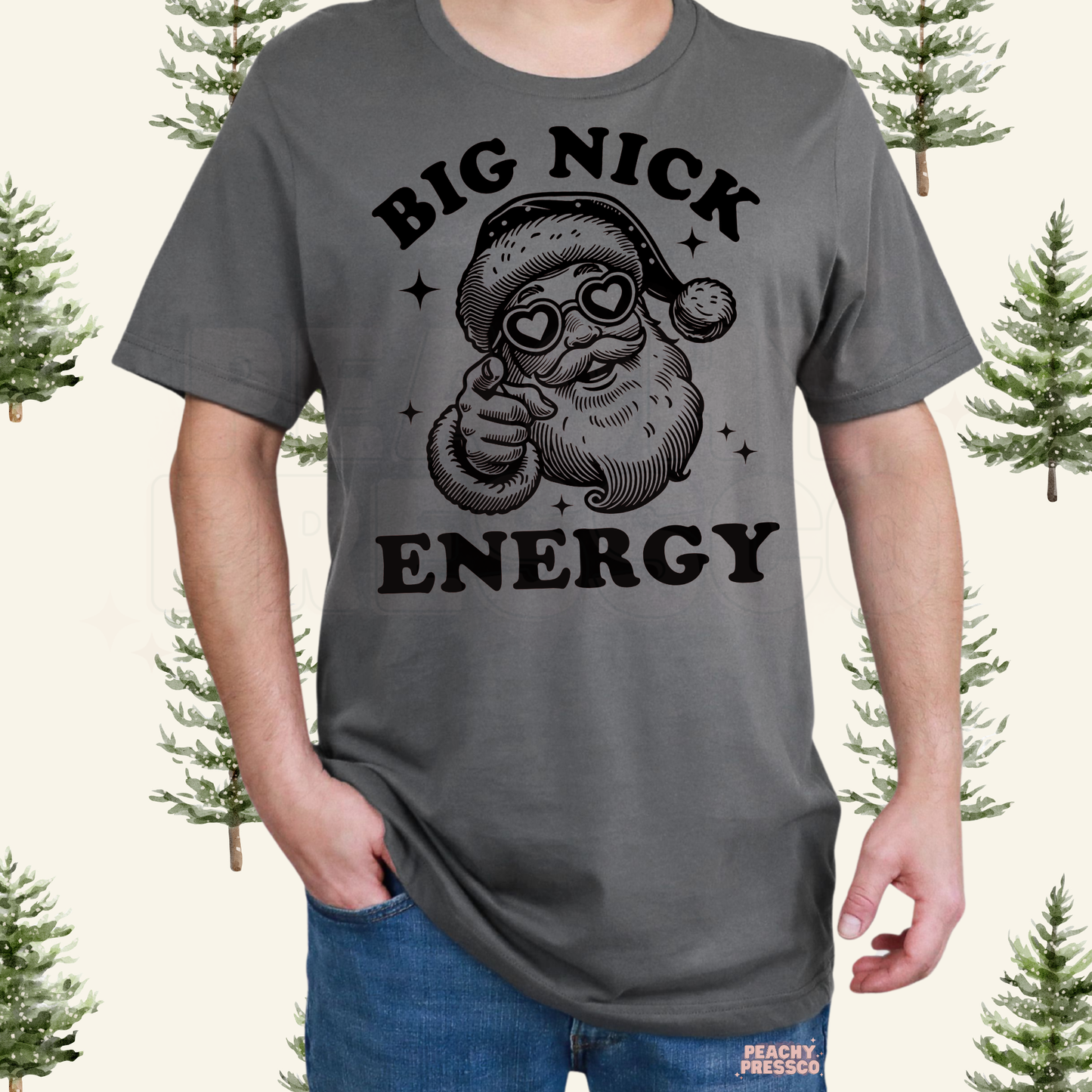 Big Nick Energy Christmas Shirt – Funny Santa Holiday Crewneck, Festive Vibes, Men's Apparel