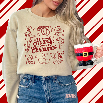 Howdy Christmas Sweatshirt | Western Holiday Vibes, Apparel