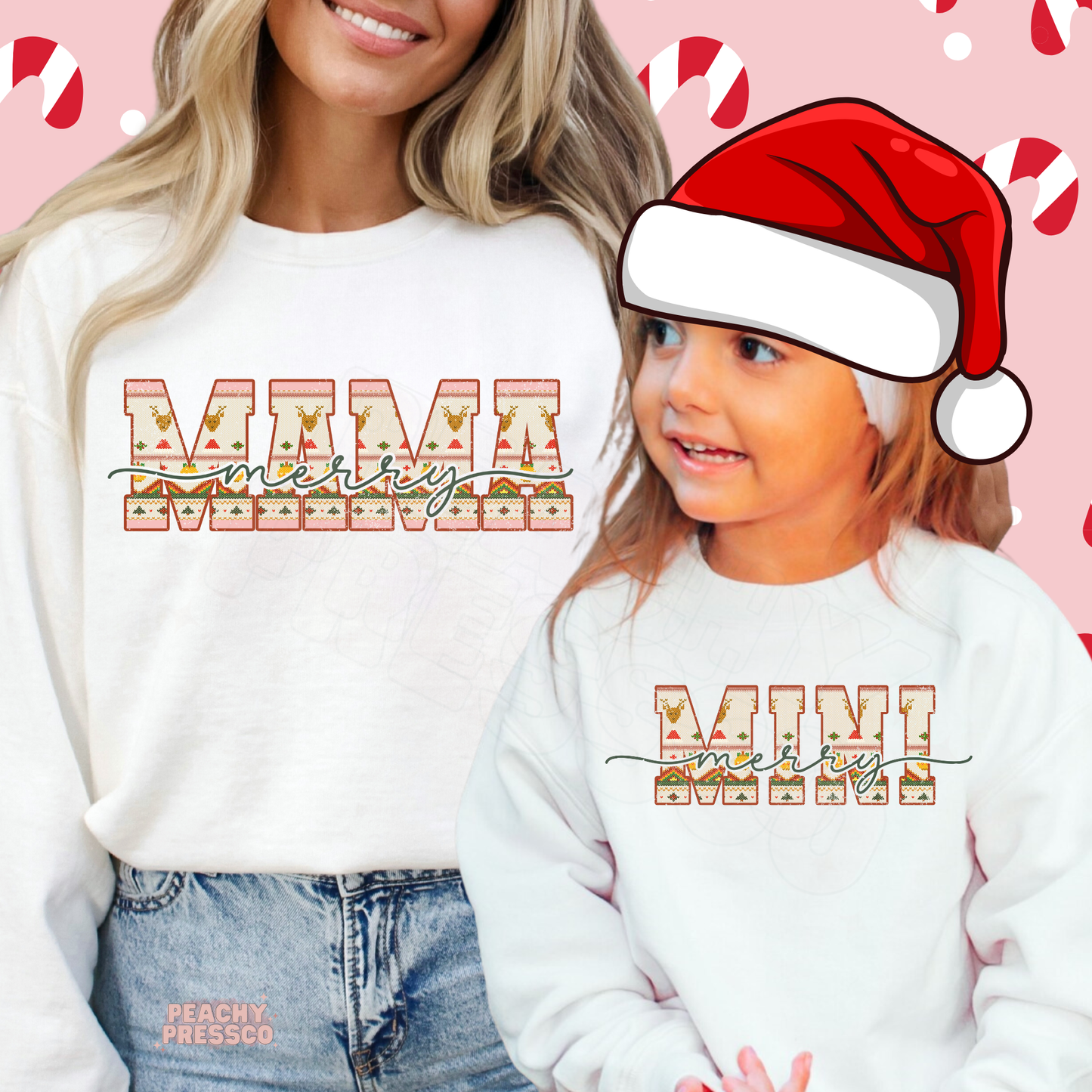 Merry Mama & Mini Reindeer Christmas Sweatshirts | Matching Holiday Mom and Daughter, Apparel