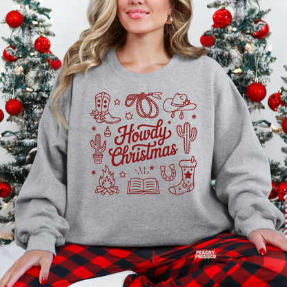 Howdy Christmas Sweatshirt | Western Holiday Vibes, Apparel