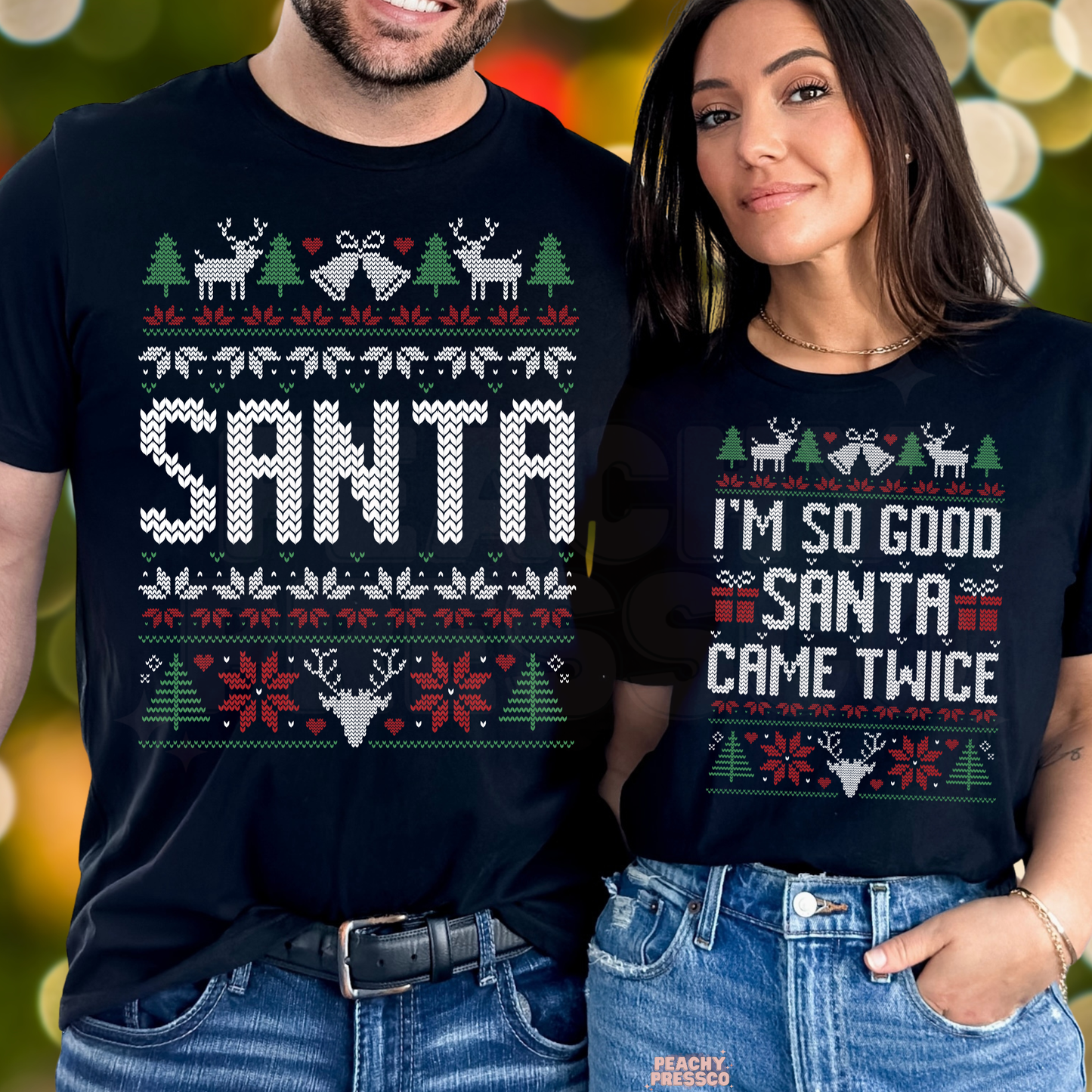 Funny Christmas Couple Shirts – Santa & I'm So Good Santa Came Twice, Matching Holiday Apparel
