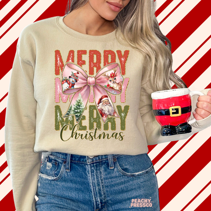 Merry Christmas Bow Sweatshirt | Cute Festive Holiday Apparel