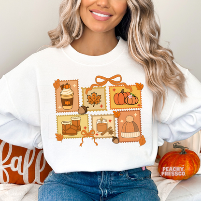 Autumn Essentials Sweatshirt | Pumpkins, Coffee, Boots & Candle, Fall Apparel