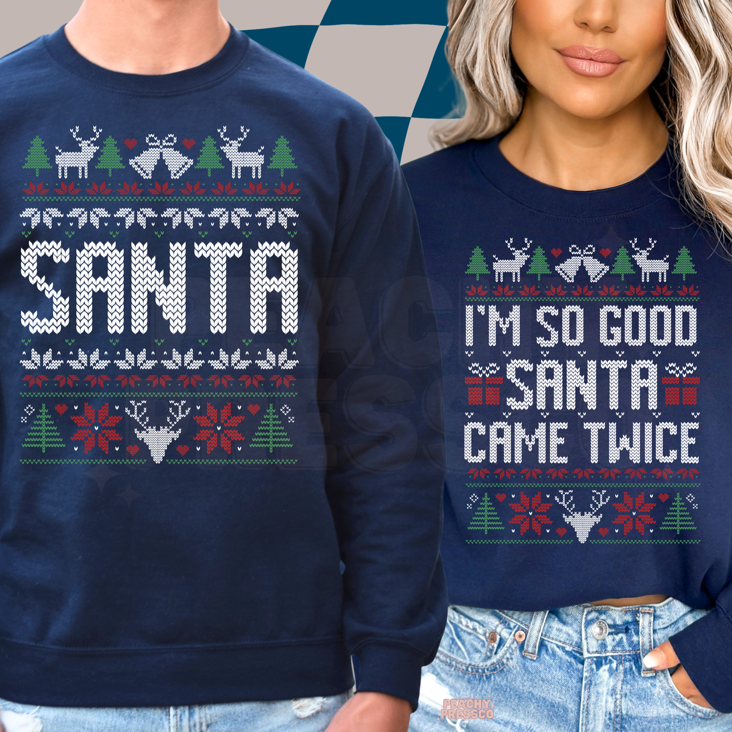 Funny Christmas Couple Shirts – Santa & I'm So Good Santa Came Twice, Matching Holiday Apparel