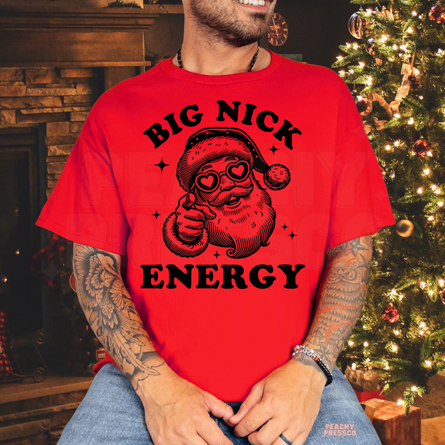 Big Nick Energy Christmas Shirt – Funny Santa Holiday Crewneck, Festive Vibes, Men's Apparel